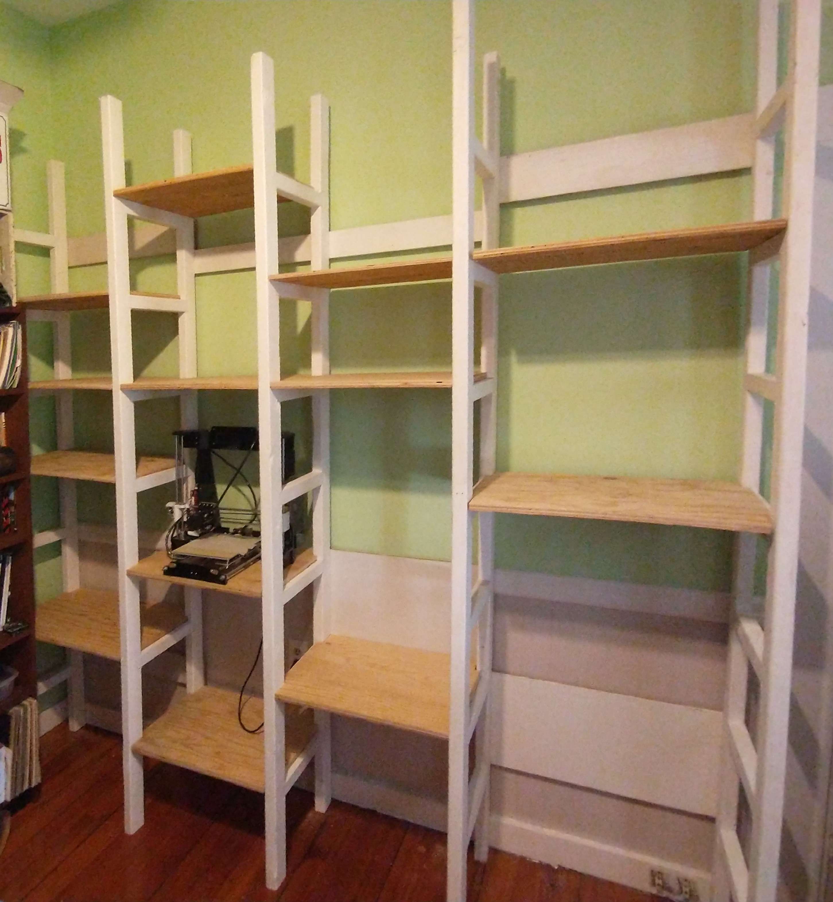 white modular shelves
